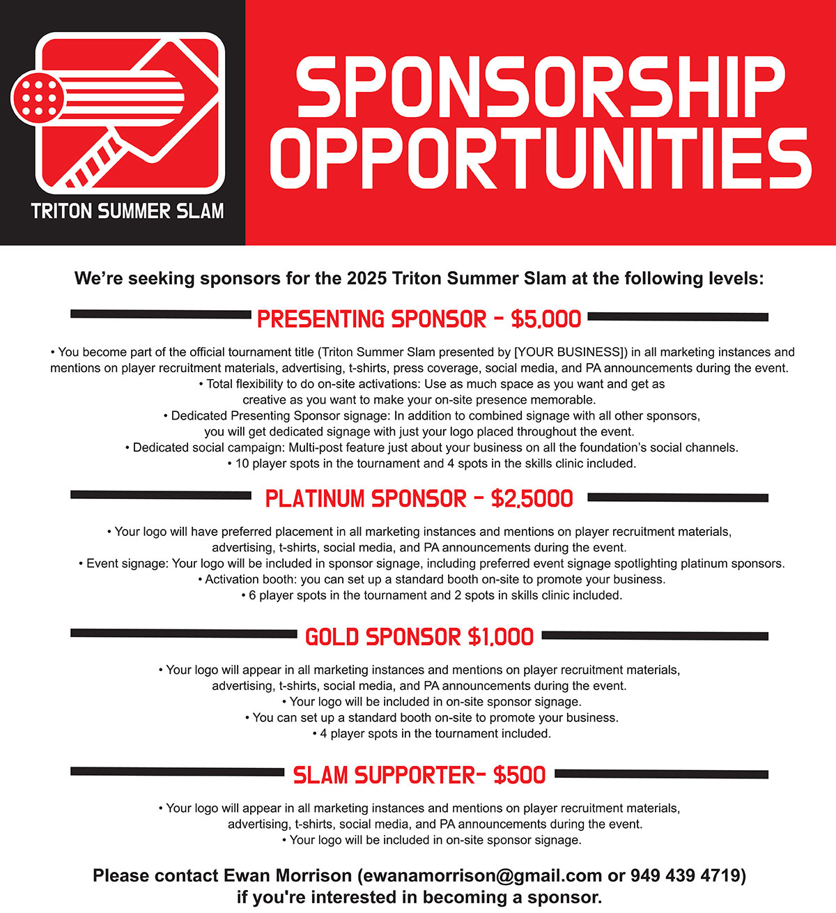 11SCHSEF 2025 Pickleball Tournament sponsorship opportunities